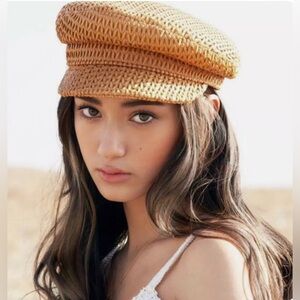 Lack of Color Mesa Dark Beige Riviera Woven Cap Hat Size 55 (S)